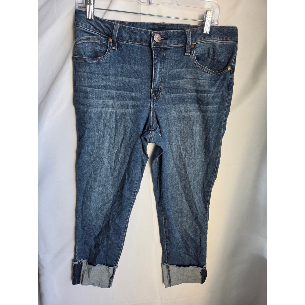 1822 Denim Taylor Jeans Womens Blue Medium Slim Mid Cropped
